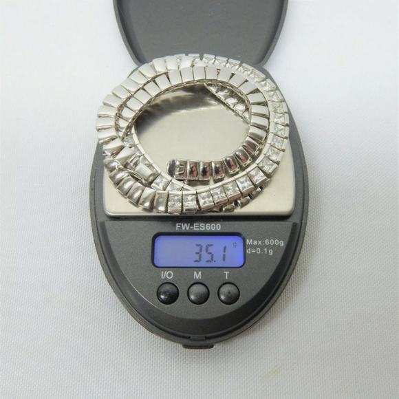 925 Solid Sterling Channel set CZ NECKLACE heavy 35g Gorgeous 😍 signed - Picture 5 of 12